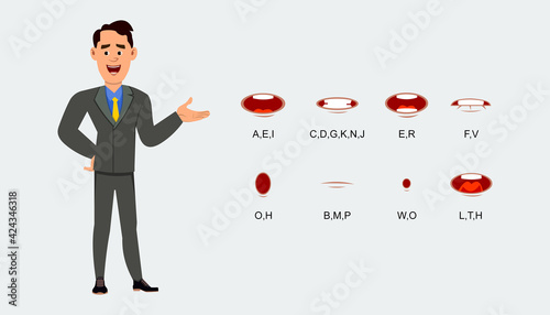Mouth lip sync set for animation. Character lips talking expression sheet.
