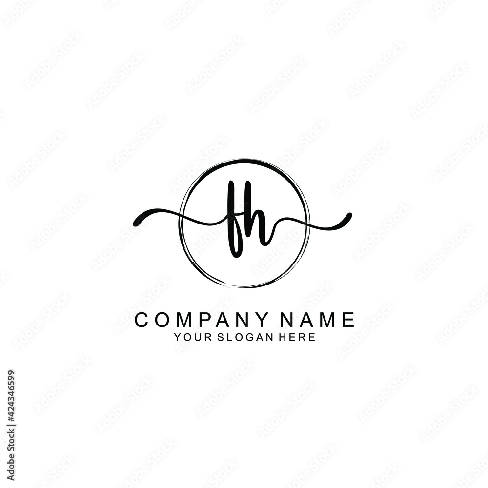 FH Initials handwritten minimalistic logo template vector