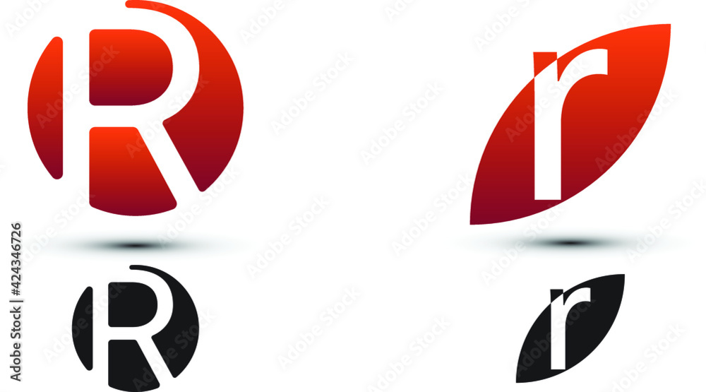 R letter logo with two styles and gradient colors R letter logo with two styles and gradient colors