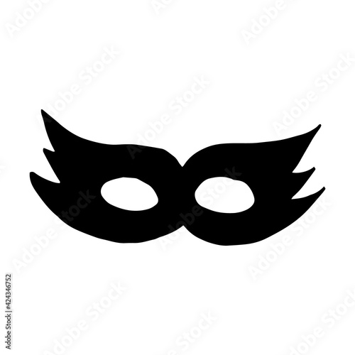 masquerade mask icon. hand drawn doodle style. vector, minimalism, monochrome, sketch. holiday, party, new year, birthday, holiday, accessory.