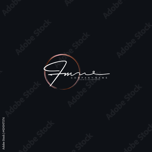 FM Initials handwritten minimalistic logo template vector