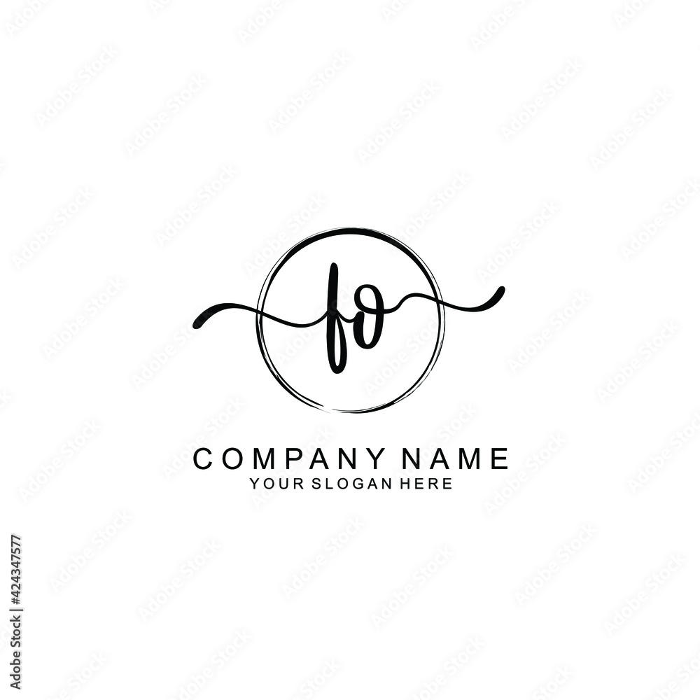 FO Initials handwritten minimalistic logo template vector FO Initials handwritten minimalistic logo template vector