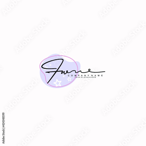 FW Initials handwritten minimalistic logo template vector photo