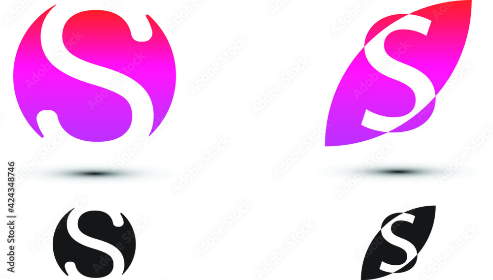 S letter logo with two styles and gradient colors