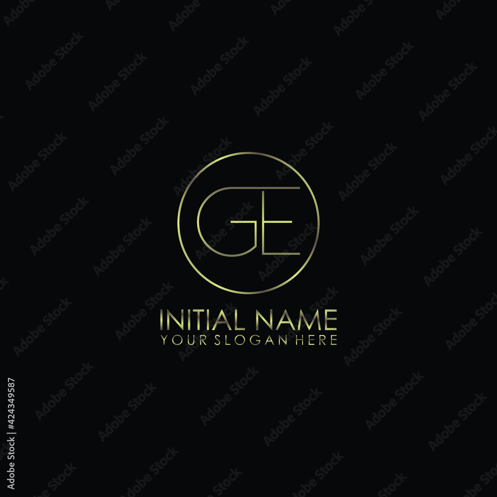 GE Initials handwritten minimalistic logo template vector GE Initials handwritten minimalistic logo template vector