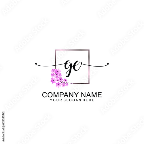 GE Initials handwritten minimalistic logo template vector