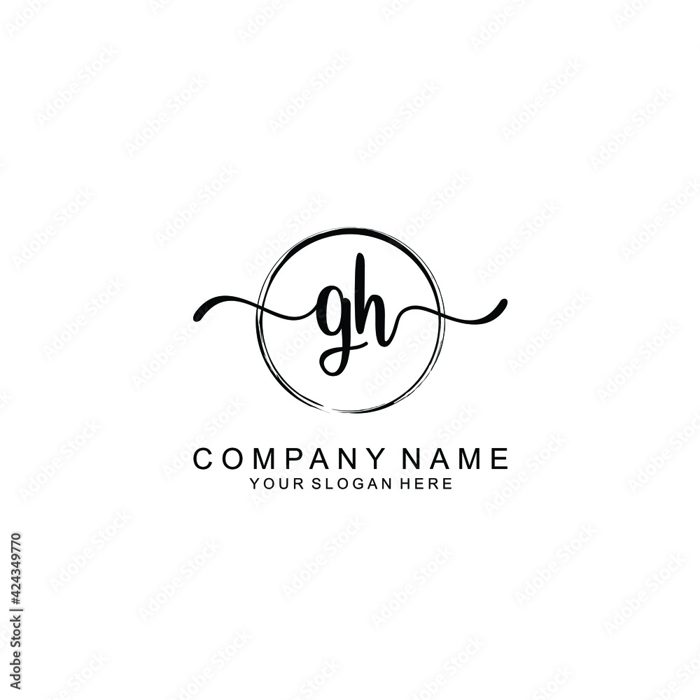 GH Initials handwritten minimalistic logo template vector GH Initials handwritten minimalistic logo template vector