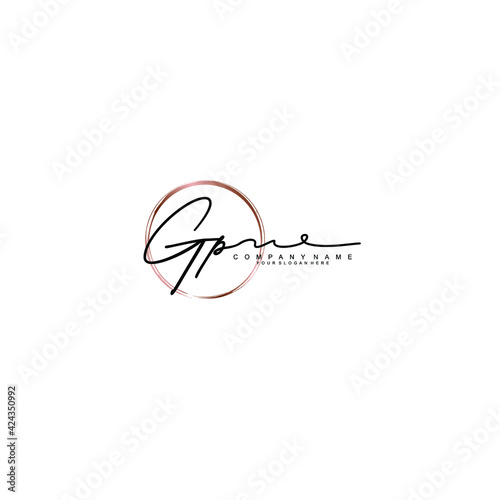 GP Initials handwritten minimalistic logo template vector
