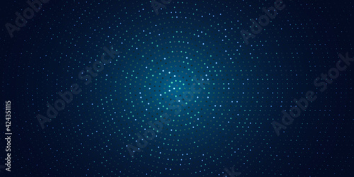 Modern blue abstract background. Circle shape with gold line and glitters decoration. Abstract gradient background with halftone composition.