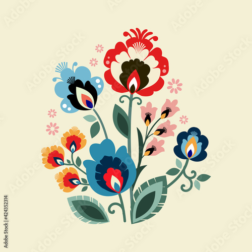 Photographie Beautiful traditional Polish folk decorative flowers vector