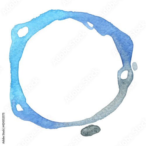 Aqua blue and glay color wreath watercolor for decoration on summer, winter and water theme concept. photo