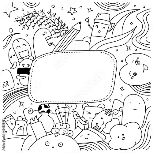 Cute monster doodle isolated on white background