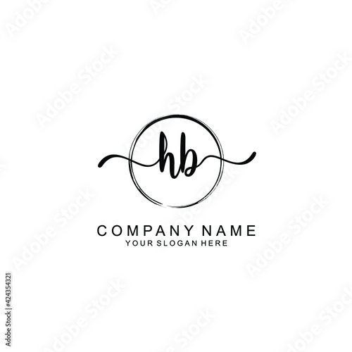 HB Initials handwritten minimalistic logo template vector
