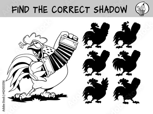 Rooster. Find the correct shadow