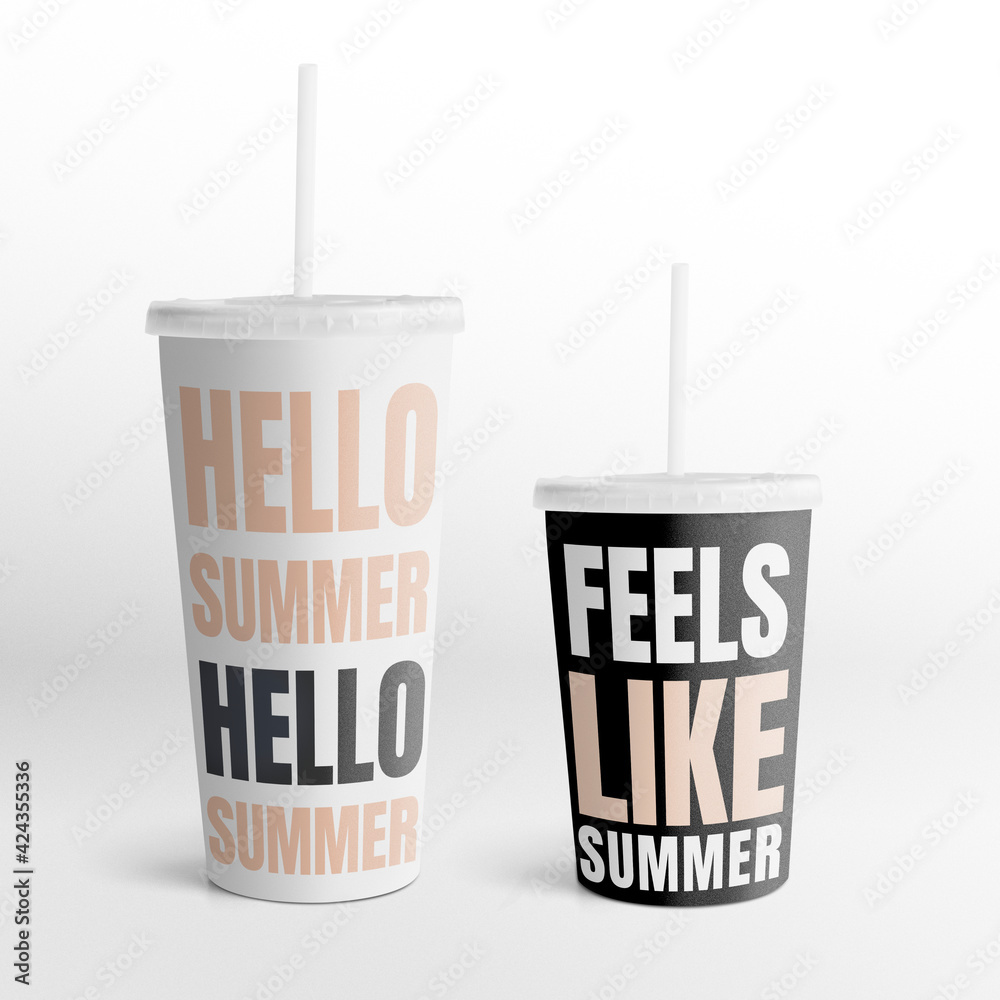 Disposable paper mugs with Hello Summer quote Disposable paper mugs with Hello Summer quote