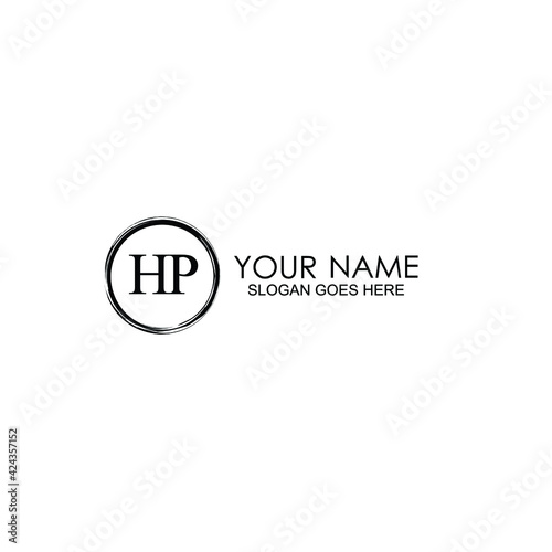 HP Initials handwritten minimalistic logo template vector