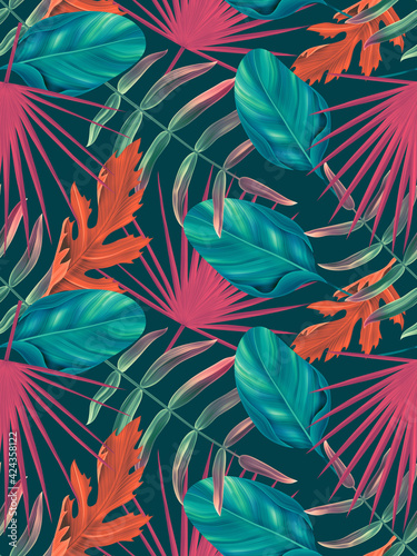 Seamless tropical leaves pattern