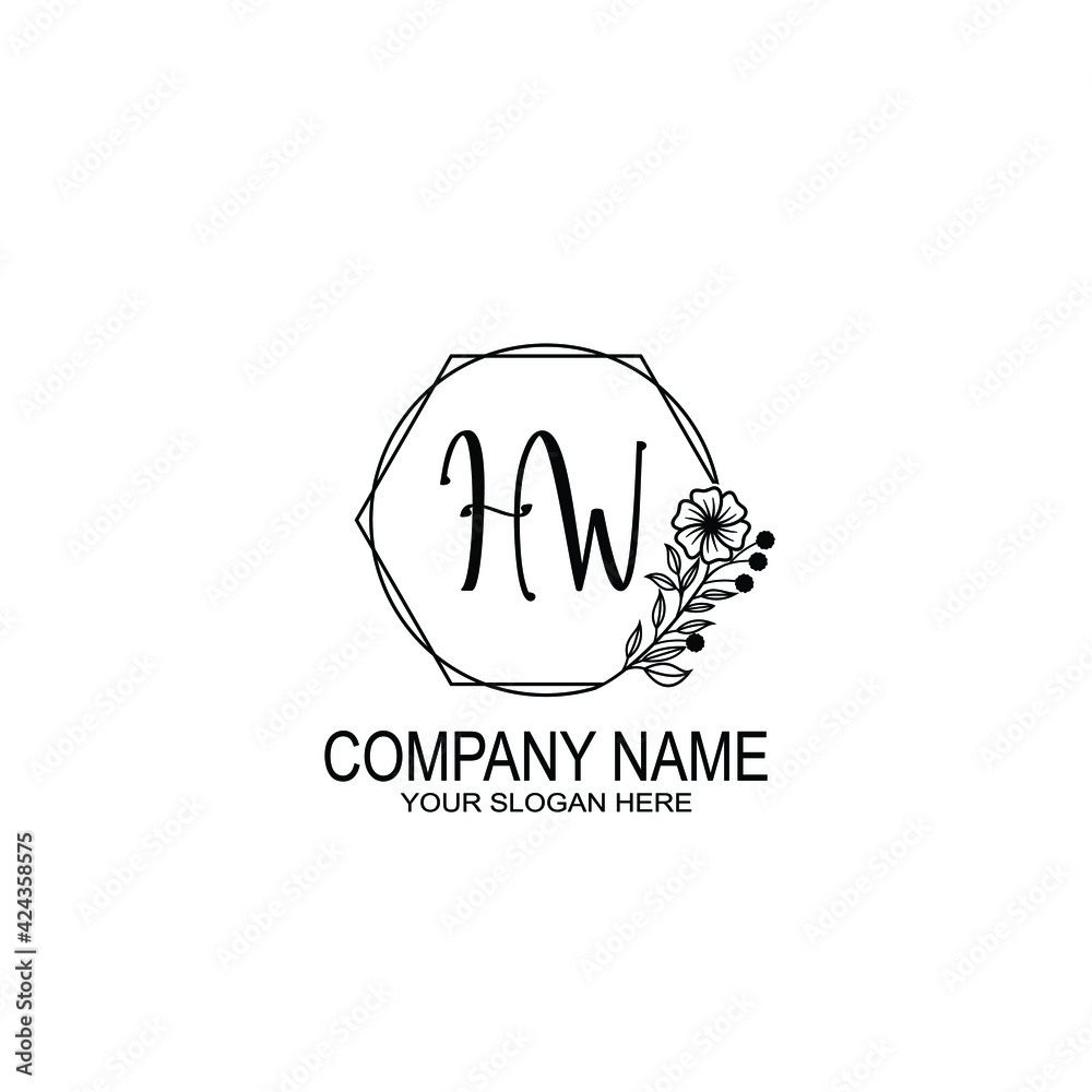 HW Initials handwritten minimalistic logo template vector HW Initials handwritten minimalistic logo template vector