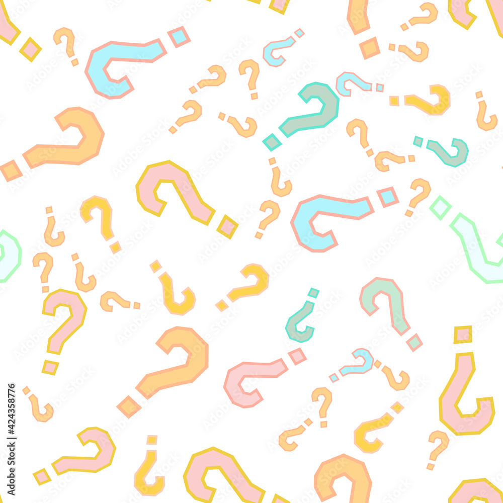 Quiz seamless pattern. Question marks, doubt, faq