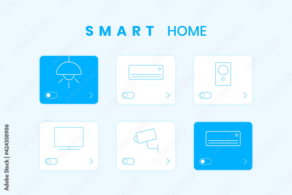 Smart home automation application user interface design in blue tone Smart home automation application user interface design in blue tone