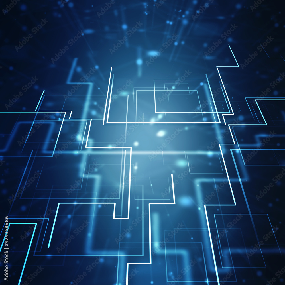 2d illustration Abstract futuristic electronic circuit technology background 2d illustration Abstract futuristic electronic circuit technology background