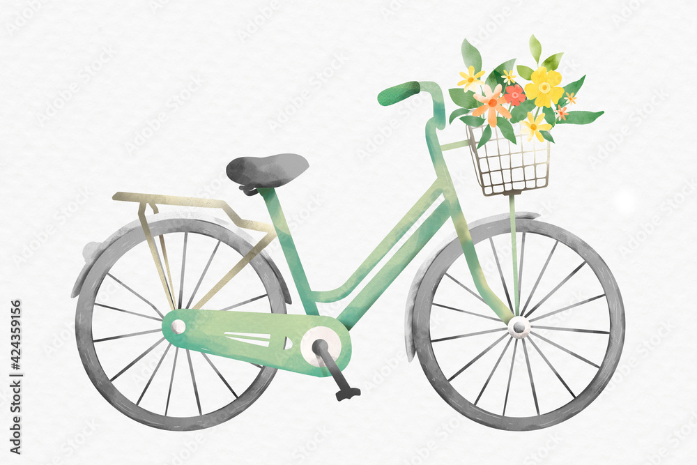 Bicycle delivering flowers design element