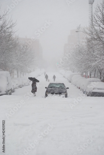 snowy street in Madrid