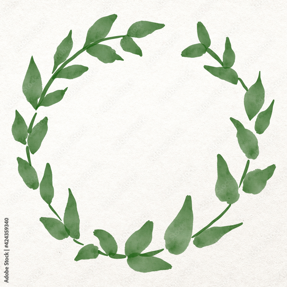 Leaf circle frame in watercolor green Leaf circle frame in watercolor green