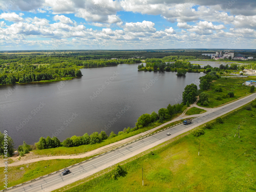 Aerial view of a quarry filled with water (Strizhi, Kirov region, Russia) Aerial view of a quarry filled with water (Strizhi, Kirov region, Russia)