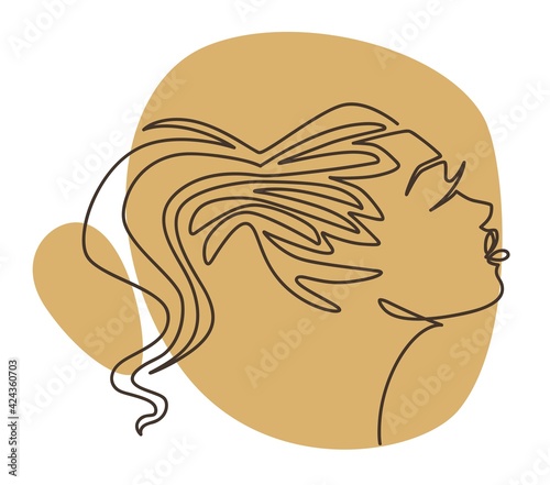 Profile of woman, portrait of girl with ponytail