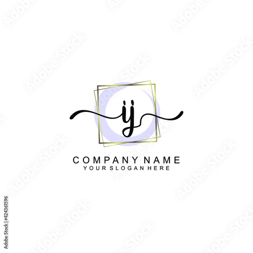 IJ Initials handwritten minimalistic logo template vector