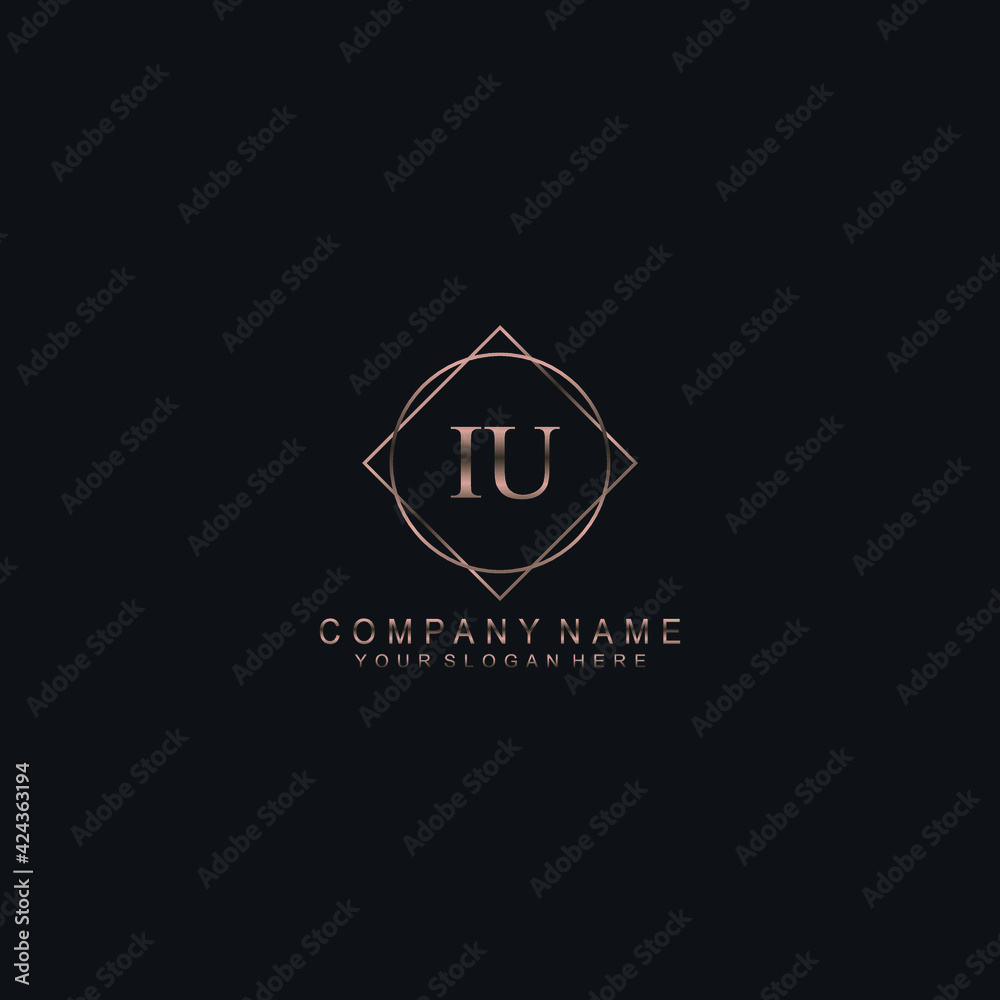 IU Initials handwritten minimalistic logo template vector IU Initials handwritten minimalistic logo template vector
