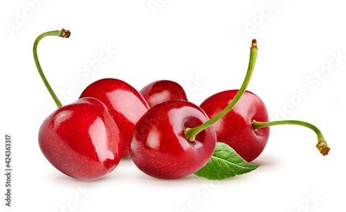 Fresh cherry fruit isolated on white background. Cherry isolated. photo