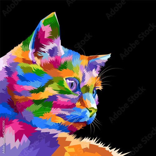 adorable colorful animal cat in style pop art © artodidact
