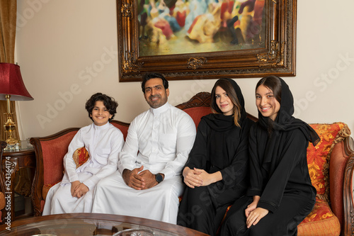 Arabian Happy family lifestyle moments at home photo