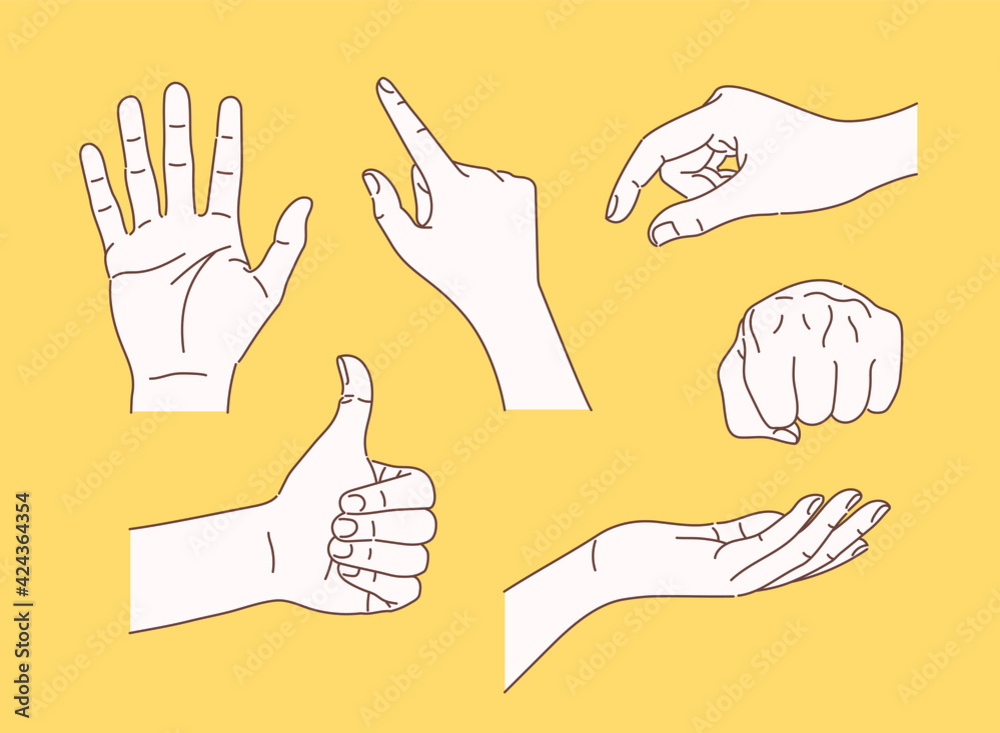 Fototapeta premium Collection of various hand gestures. hand drawn style vector design illustrations. 