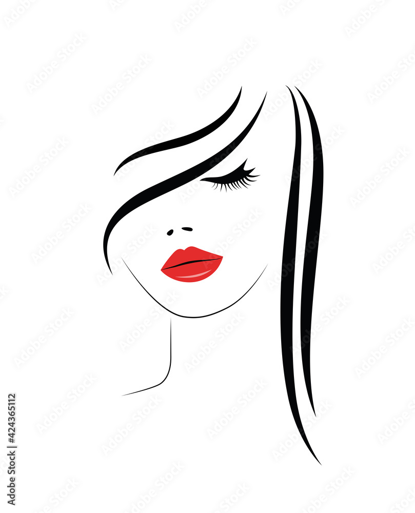 Logo of the beautiful woman with long hair Logo of the beautiful woman with long hair