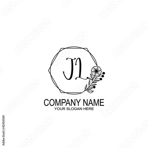 JL Initials handwritten minimalistic logo template vector photo