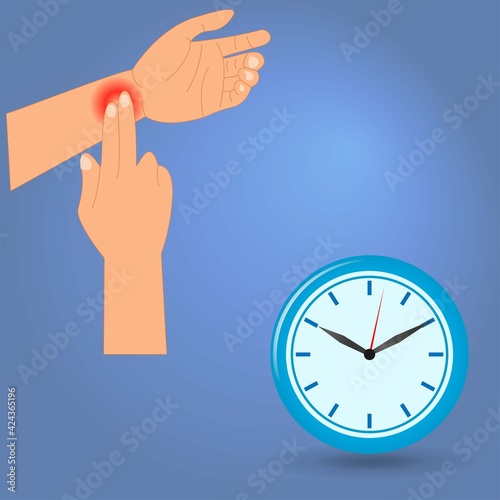 Checking heart rate manually with two fingers and watch