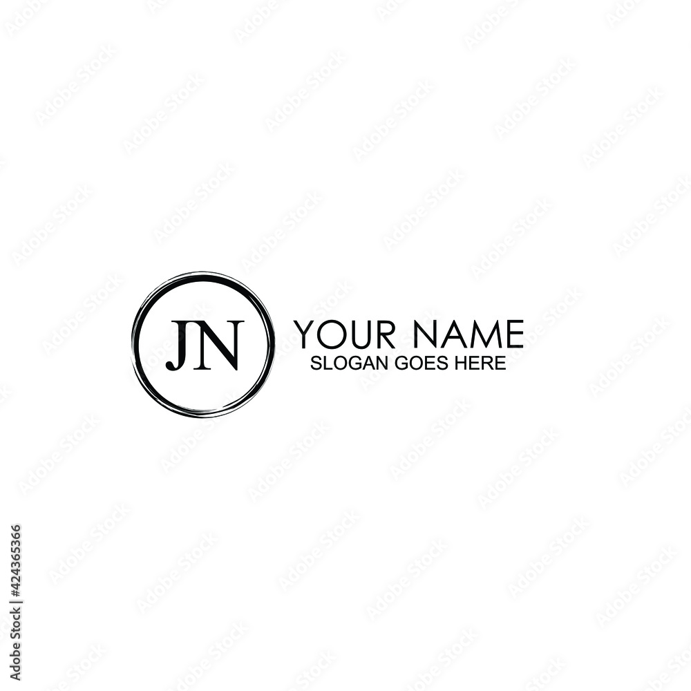 JN Initials handwritten minimalistic logo template vector