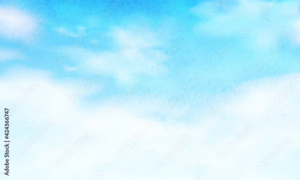 空と雲のグラデーションの水彩風景のベクターイラスト背景 Stock Vector Adobe Stock