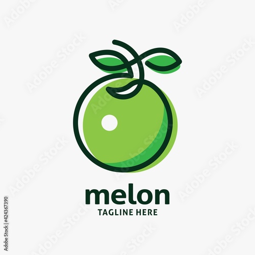Melon fruit logo line design