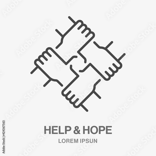 Partnership line icon. Vector illustration. Symbol of friendship, support, teamwork.