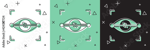 Set Eye scan icon isolated on white and green, black background. Scanning eye. Security check symbol. Cyber eye sign. Vector
