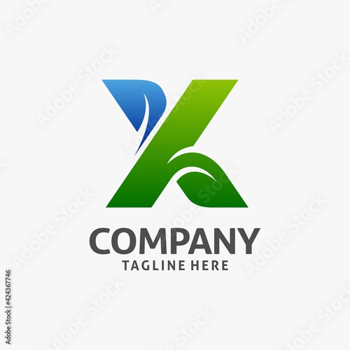 Letter X leaf logo design