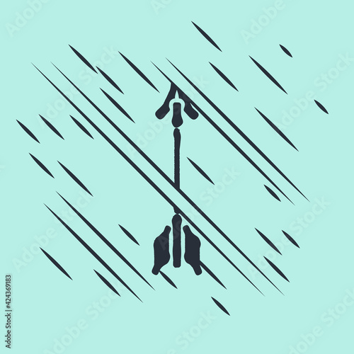 Black Crossed arrows icon isolated on green background. Glitch style. Vector