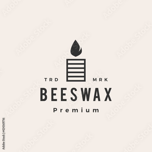 candle beeswax hipster vintage logo vector icon illustration
