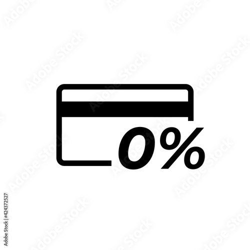 Credit card with 0% interest installment payment icon symbol isolated on white background.