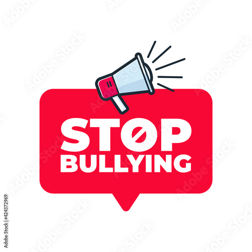Stop bullying with megaphone. Badge with icon. photo