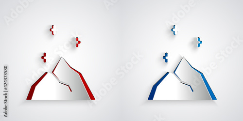 Paper cut Magic powder icon isolated on grey background. Paper art style. Vector